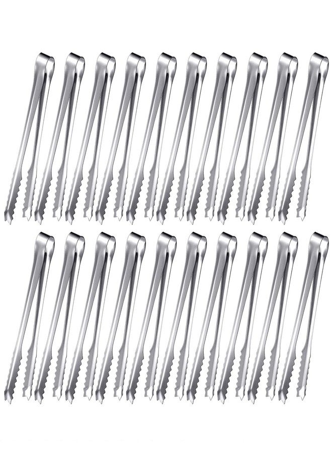 Clarmonde 20 Pieces, 6 Inches Mini Stainless Steel Tongs for Serving Snacks, Sugar and Ice, Suitable for Tea, Coffee, Bar and Kitchen - Image 1