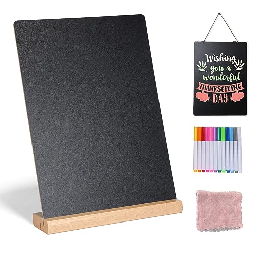 SUTINE 11.7x16.5 Inch Tabletop Chalkboard with Wood Base, Menu Chalkboard Stand, Message Board, Bar and Special Event Decorations, Hanging Double-Sided Chalkboard Sign for DIY Home Decoration，Beech - Image 1