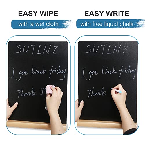 SUTINE 11.7x16.5 Inch Tabletop Chalkboard with Wood Base, Menu Chalkboard Stand, Message Board, Bar and Special Event Decorations, Hanging Double-Sided Chalkboard Sign for DIY Home Decoration，Beech - Image 3