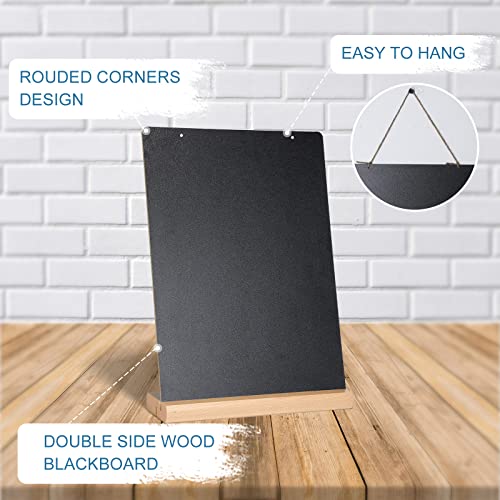 SUTINE 11.7x16.5 Inch Tabletop Chalkboard with Wood Base, Menu Chalkboard Stand, Message Board, Bar and Special Event Decorations, Hanging Double-Sided Chalkboard Sign for DIY Home Decoration，Beech - Image 2