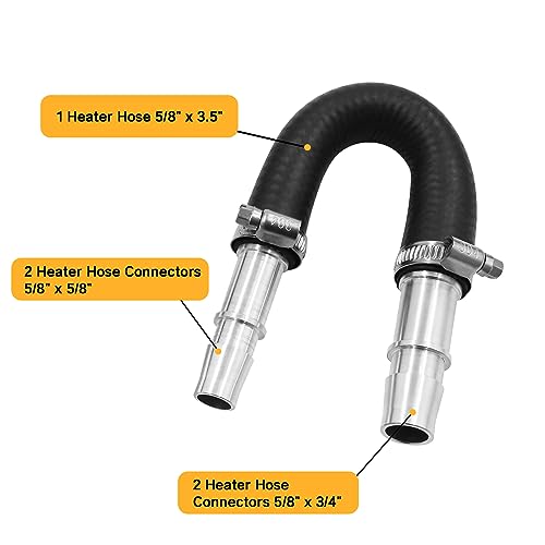 WnSEu Pro Engine Heater Core Kit 5/8" End and 3/4" End Hose with aluminum fittings Compatible with Most Common Heater Hoses - Image 4