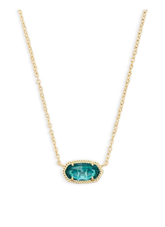 Kendra Scott Kendra Scott Elisa Short Pendant Necklace for Women, Dainty Fashion Jewelry, 14K Gold-Plated Brass, London Blue Clear Glass  - Image 1