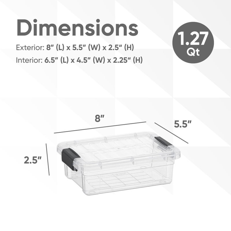 Superio Clear Storage Boxes with Lids, 1.27 Quart Plastic Container Bins for Organizing, Stackable Crates, BPA Free, Non Toxic, Odor Free, Organizers for Home, Office and Dorm - Image 2