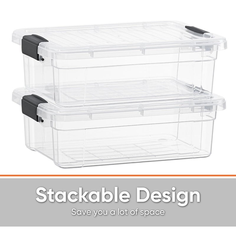 Superio Clear Storage Boxes with Lids, 1.27 Quart Plastic Container Bins for Organizing, Stackable Crates, BPA Free, Non Toxic, Odor Free, Organizers for Home, Office and Dorm - Image 3