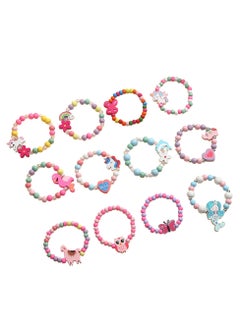 12 Pcs Kids Bracelets for Toddlers Girls - Party Favors Birthday Goodies Bag Stuffers Fillers, Cute Wooden Beaded Bracelets Play Jewelry Gifts