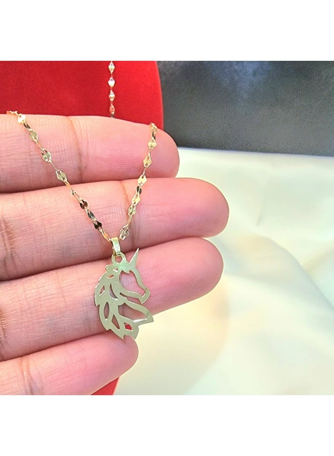 Hamsa.ae 18K Pure Gold Horse Design Pendant Necklace For Women - Image 2