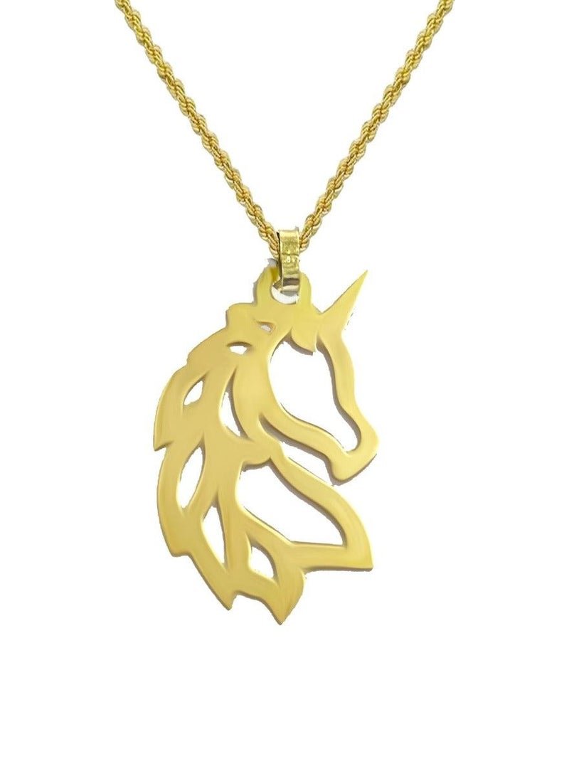 Hamsa.ae 18K Pure Gold Horse Design Pendant Necklace For Women - Image 1