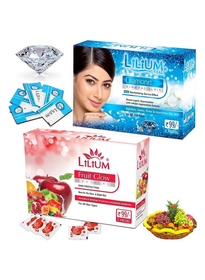 Lilium Fruit & Diamond Facial Kit Pack of 2 For Luminous, Glowing Complexion & Nourishes The Skin, 60g - Image 1