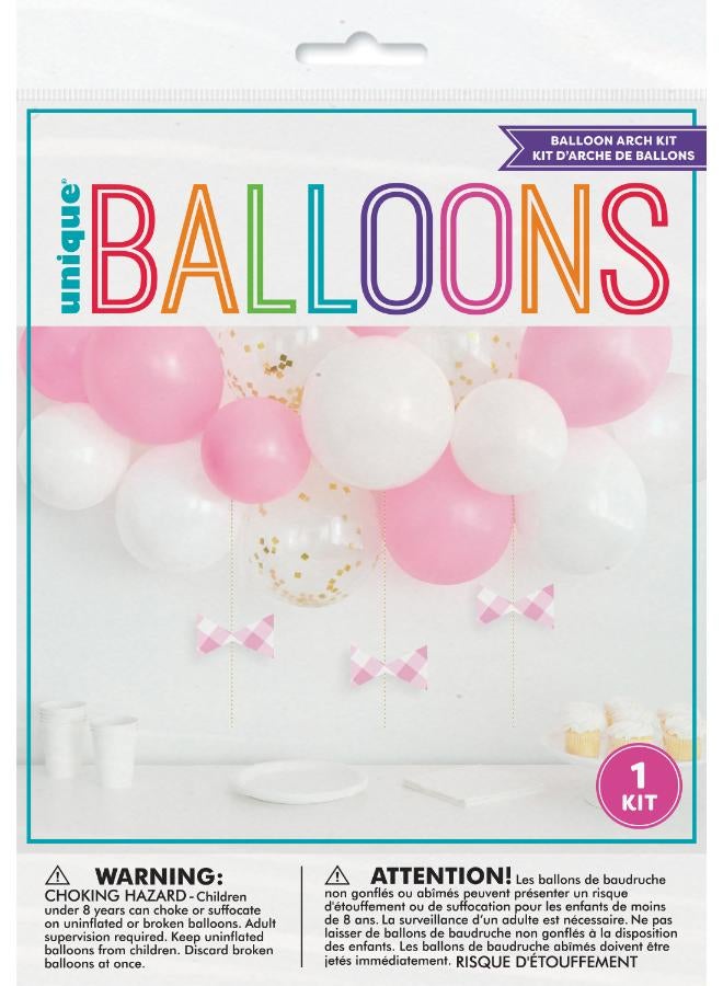 Unique طقم قوس بالونات عيد الميلاد الأول باللون الوردي المنقوش - Image 1