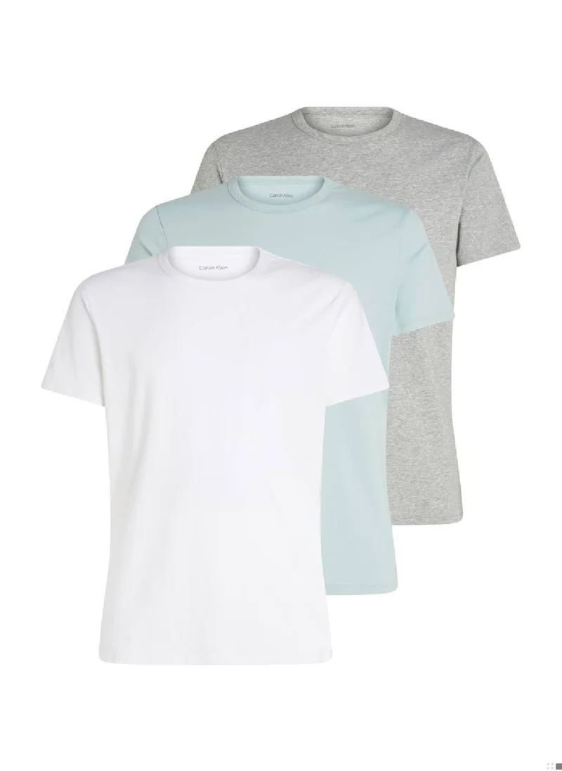 CALVIN KLEIN Men's 3 Pack Lounge T-Shirts - Cotton Blend, Multicolour