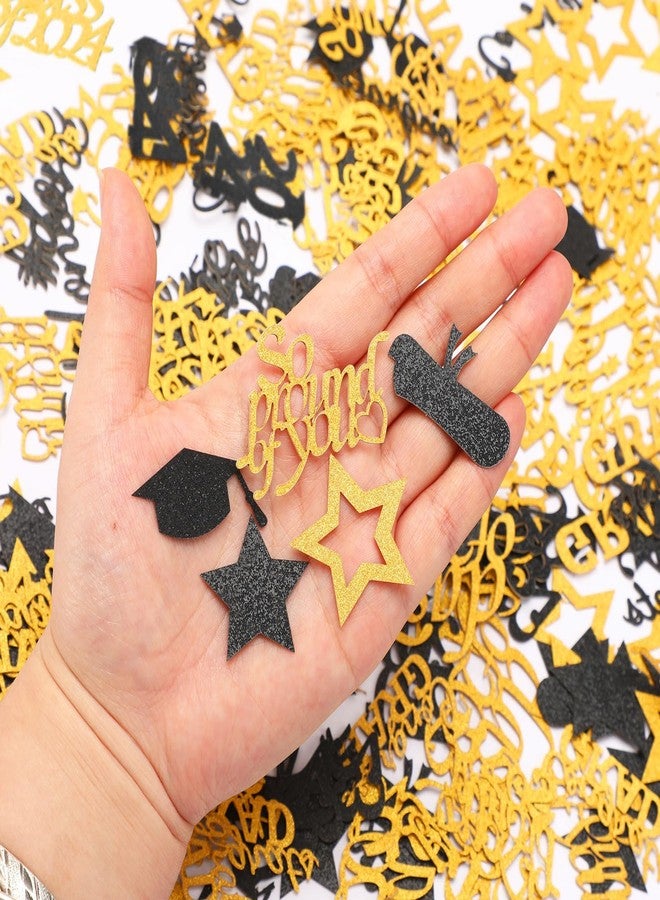 JULBEAR Graduation Confetti Double-Sided Glitter Decorations, 300Pcs Class of 2025 Graduation Confetti for Party Table Scatter Decorations, Congrats Grad 2025 Table Decor Party Favors(Gold Black) - Image 3