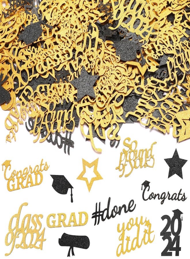 JULBEAR Graduation Confetti Double-Sided Glitter Decorations, 300Pcs Class of 2025 Graduation Confetti for Party Table Scatter Decorations, Congrats Grad 2025 Table Decor Party Favors(Gold Black) - Image 1
