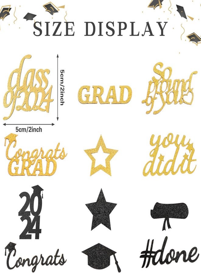 JULBEAR Graduation Confetti Double-Sided Glitter Decorations, 300Pcs Class of 2025 Graduation Confetti for Party Table Scatter Decorations, Congrats Grad 2025 Table Decor Party Favors(Gold Black) - Image 2
