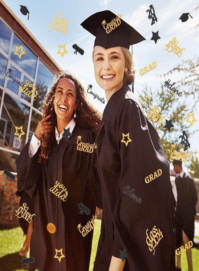 JULBEAR Graduation Confetti Double-Sided Glitter Decorations, 300Pcs Class of 2025 Graduation Confetti for Party Table Scatter Decorations, Congrats Grad 2025 Table Decor Party Favors(Gold Black) - Image 5
