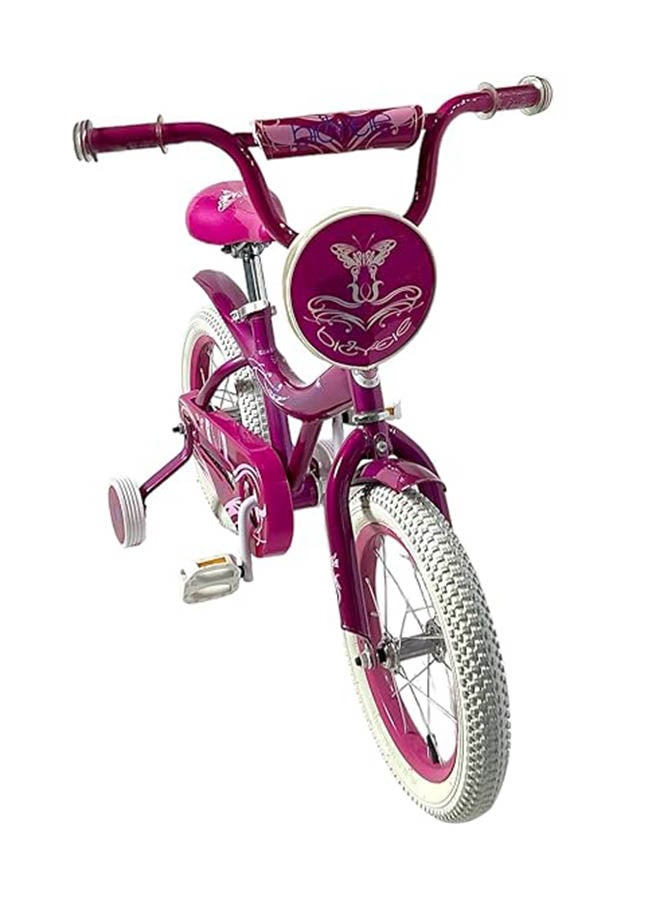 AL BADER Freestyle Kids Bike 16 Inch Bicycle for Girls Ages 7-10 Years, Pink Color, With Trainig Wheels, White Air Tires, With Small Bag, Hand & Foot Brakes. - Image 2
