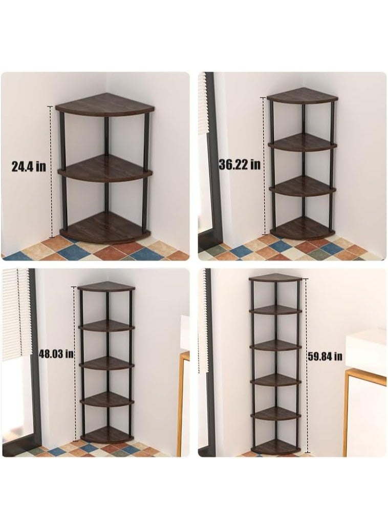 5 Tier Corner Shelf, Corner Shelves, Easy Assembly Storage Organizer for Living Room, Bedroom, Home Office, and Kitchen - Image 4
