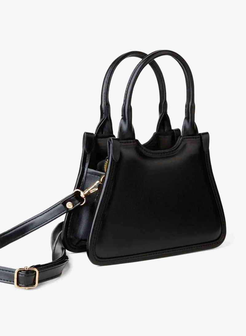 Women's Sakura Black Zipper Closure Small Size Adjustable Shoulder Hand and Arm Bag.