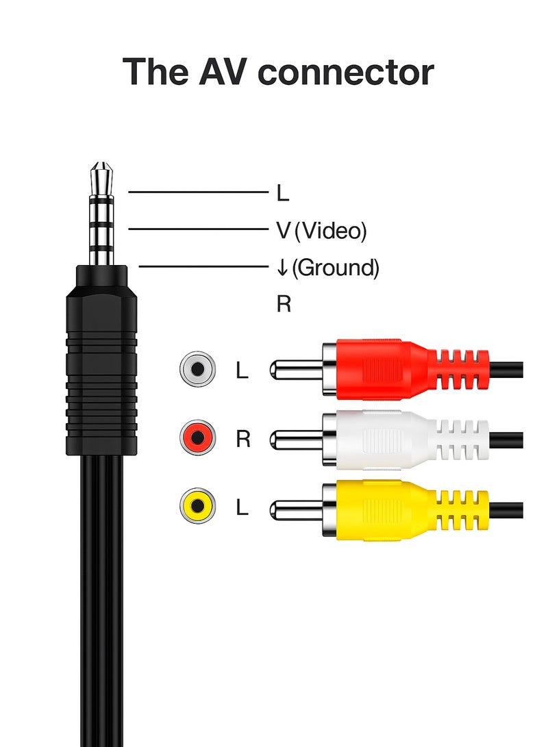 FUJISHKA 3M AUX Cable – 3.5mm Male to 3RCA (Red, White, Yellow) Audio Video Cable  - Image 3