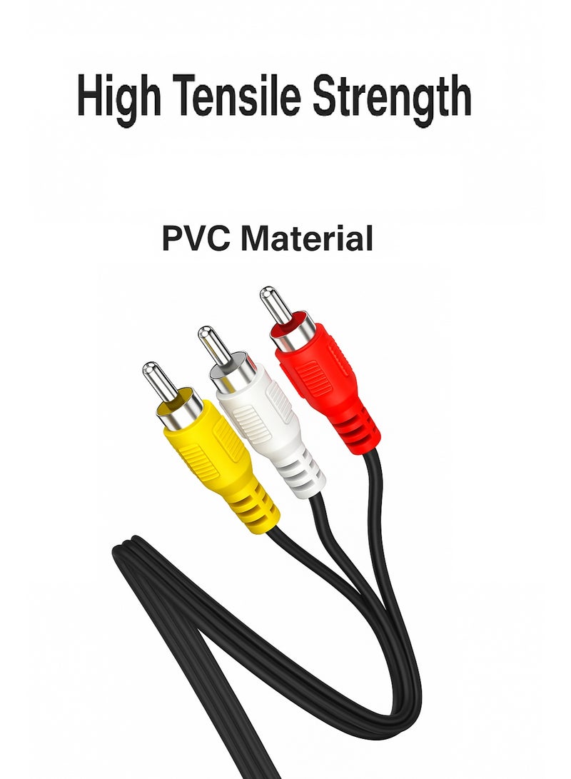 FUJISHKA 3M AUX Cable – 3.5mm Male to 3RCA (Red, White, Yellow) Audio Video Cable  - Image 2
