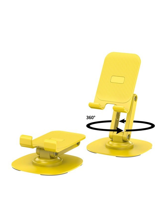 CXTX 360° Rotating Cell Phone Stand for Desk, Adjustable & Foldable Phone Holder, Aluminum Desktop Phone Stand with Anti-Slip Base, Compatible with iPhone, iPad, Android Phones, K69-Yellow - Image 1
