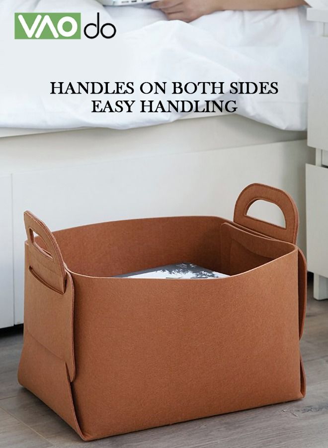 VAOdo 3-Pack Felt Storage Basket Foldable Multifunctional Clothes Organizer Dirty Laundry Storage Box  - Image 3