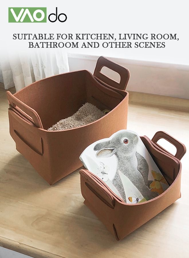 VAOdo 3-Pack Felt Storage Basket Foldable Multifunctional Clothes Organizer Dirty Laundry Storage Box  - Image 4