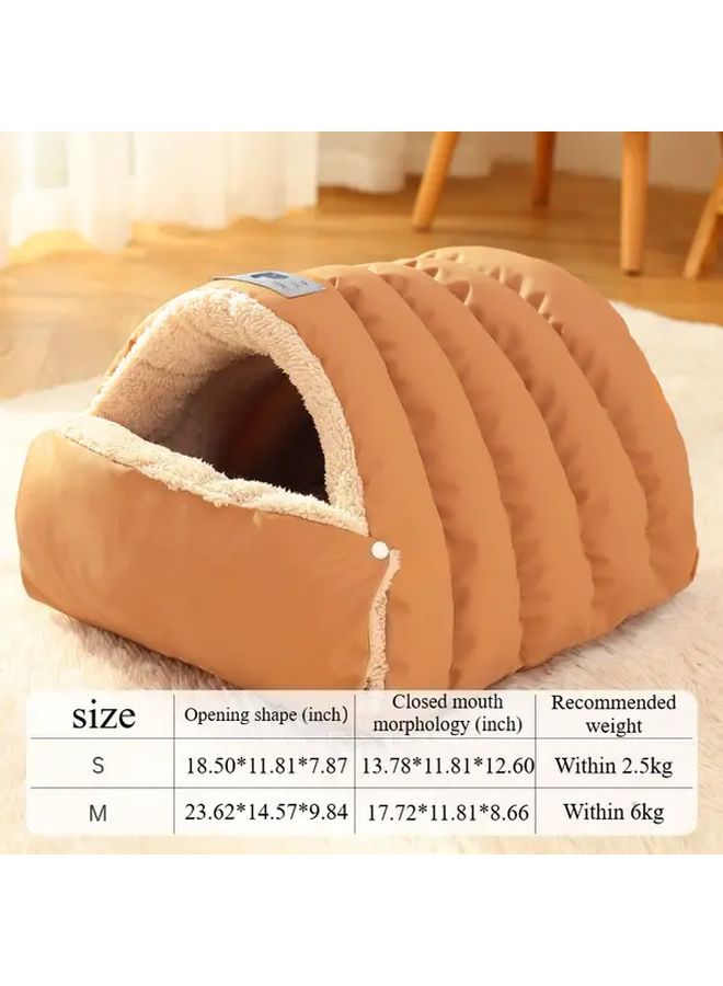 Gray Pet Enclosed Sleeping Bag Winter Warm Windproof Cat Dog Bed High Density Cozy Kennel - Image 4