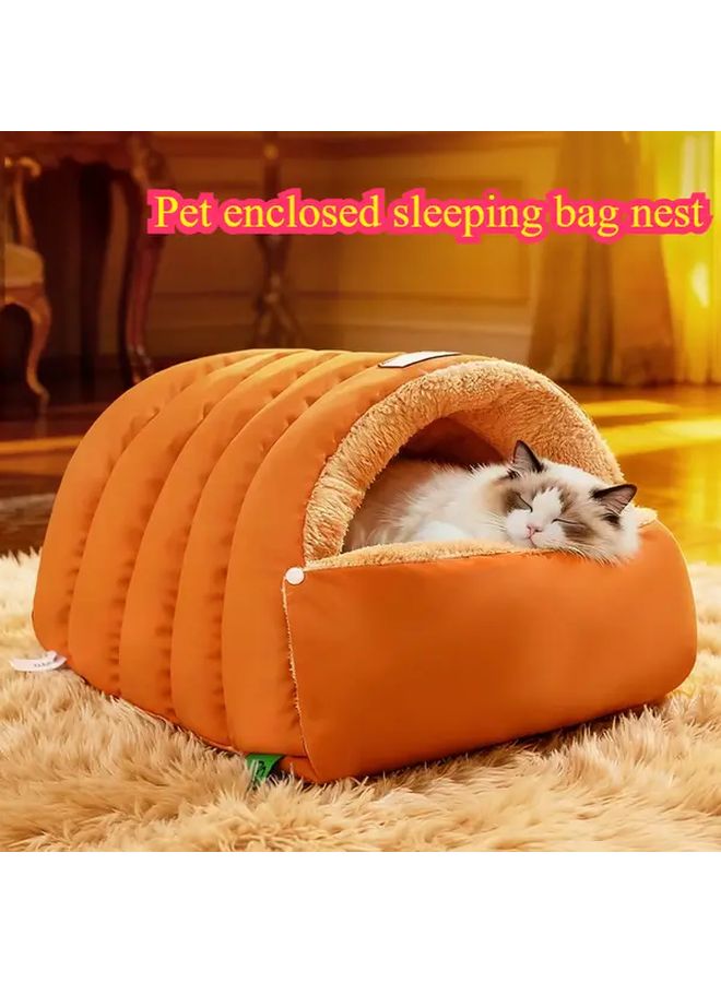 Gray Pet Enclosed Sleeping Bag Winter Warm Windproof Cat Dog Bed High Density Cozy Kennel - Image 3