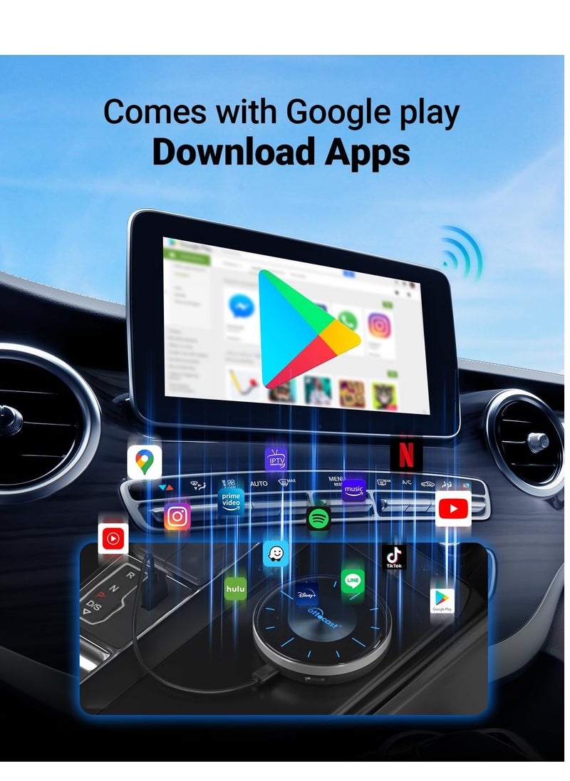 OTTOCAST P3 CarPlay AI Box - 2023 Android 12.0 CarPlay Video Adapter Wireless CarPlay Android Auto Dongle Support HDMI Output