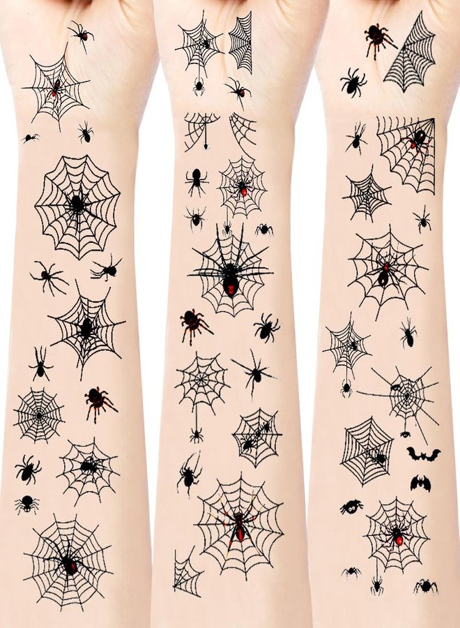 Hrnsnails 10 Sheets Halloween Tattoos - Spider Web Temporary Tattoos, Fake Spider for Face Shoulder Arm Back Tattoos Stickers - Halloween Costume Apparel Cosplay Accessories Party Favor Supplies - Image 4
