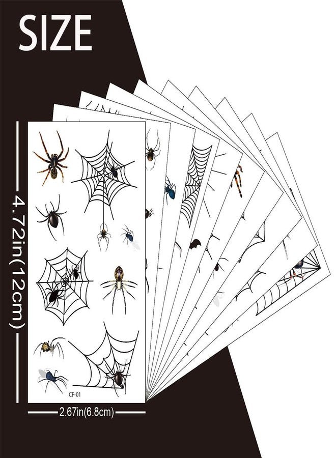 Hrnsnails 10 Sheets Halloween Tattoos - Spider Web Temporary Tattoos, Fake Spider for Face Shoulder Arm Back Tattoos Stickers - Halloween Costume Apparel Cosplay Accessories Party Favor Supplies - Image 5