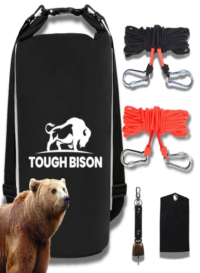Tough Bison Bear Bag Hanging Kit - 10L Waterproof Bear Proof Food Storage Bag, 2 Straps, Rock Sack & 2 Ropes with 4 Safety Clips for Hiking, Kayaking, Camping, Outdoor Adventures - Image 1
