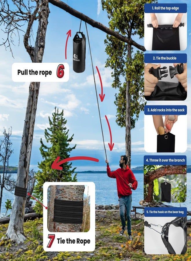 Tough Bison Bear Bag Hanging Kit - 10L Waterproof Bear Proof Food Storage Bag, 2 Straps, Rock Sack & 2 Ropes with 4 Safety Clips for Hiking, Kayaking, Camping, Outdoor Adventures - Image 3