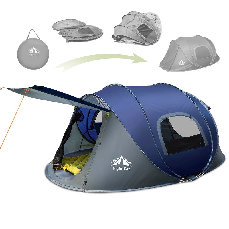 Night Cat Pop-up Camping Tent: 2 Person Tent Waterproof Instant Easy Setup Family Tent - Image 1