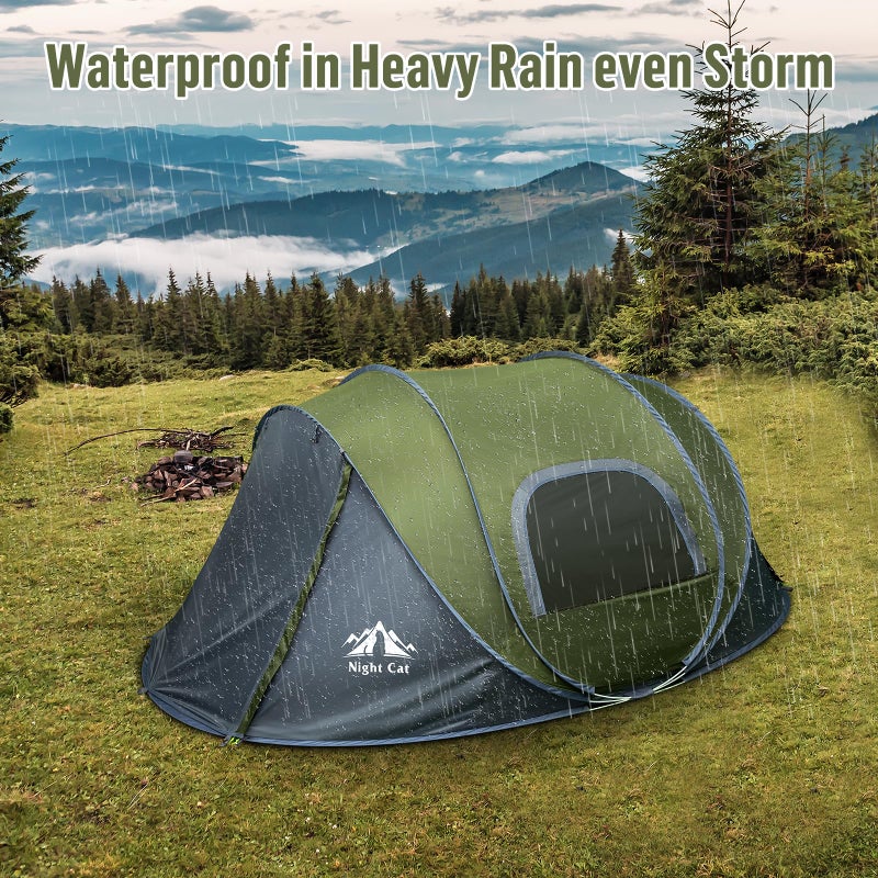 Night Cat Pop-up Camping Tent: 2 Person Tent Waterproof Instant Easy Setup Family Tent - Image 5