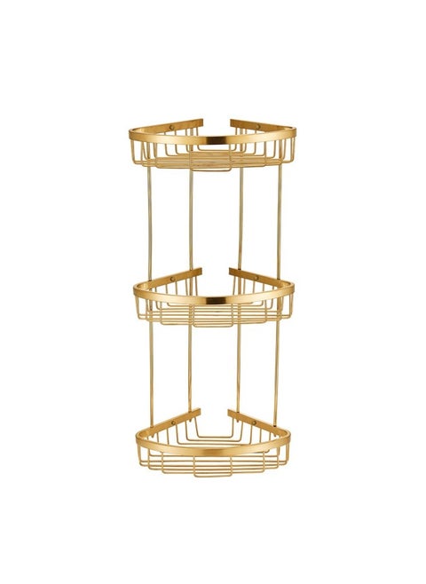 Milano Dora Ss Corner Three Layer Basket Matt Gold - Made In China