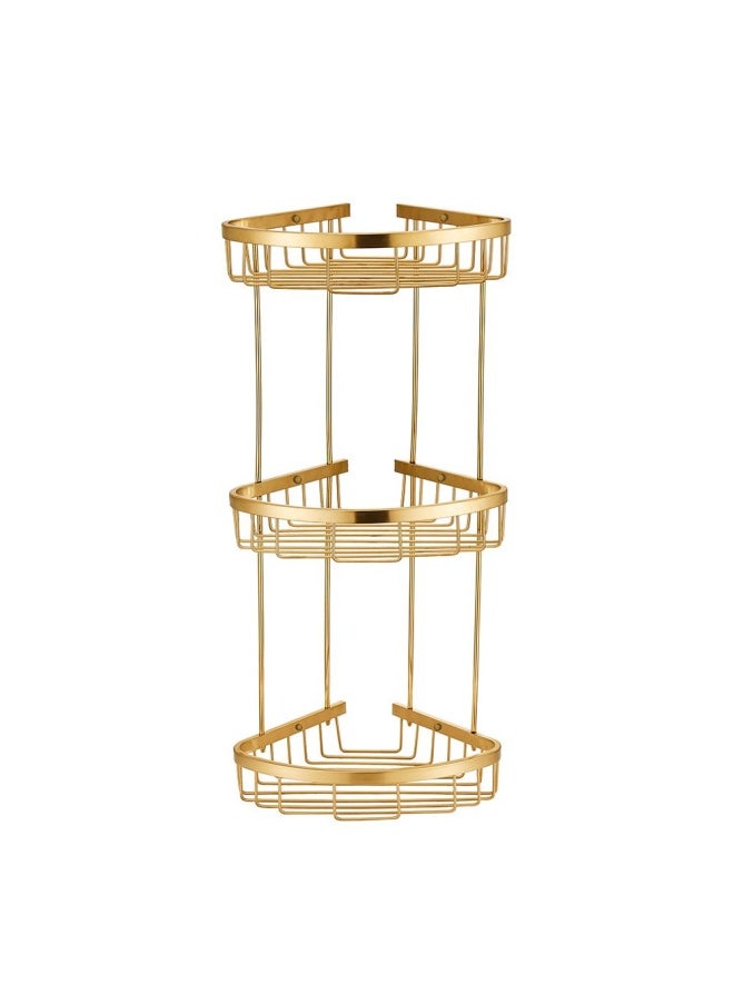 DANUBE HOME Milano Dora Ss Corner Three Layer Basket Matt Gold - Made In China  - Image 1