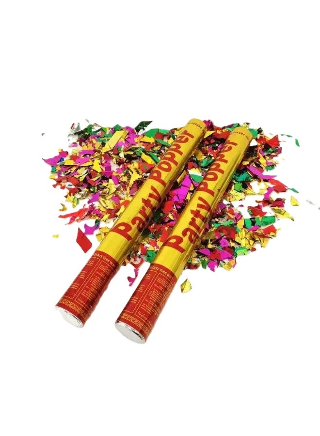 ATC 2 Pcs 40 Cm Party Poppers Random Colours Confetti Cannons, Loud Celebration Poppers for Birthdays, Weddings, New Year, National Day and Events, Easy Twist Action, Indoor and Outdoor Use (Random Colours)