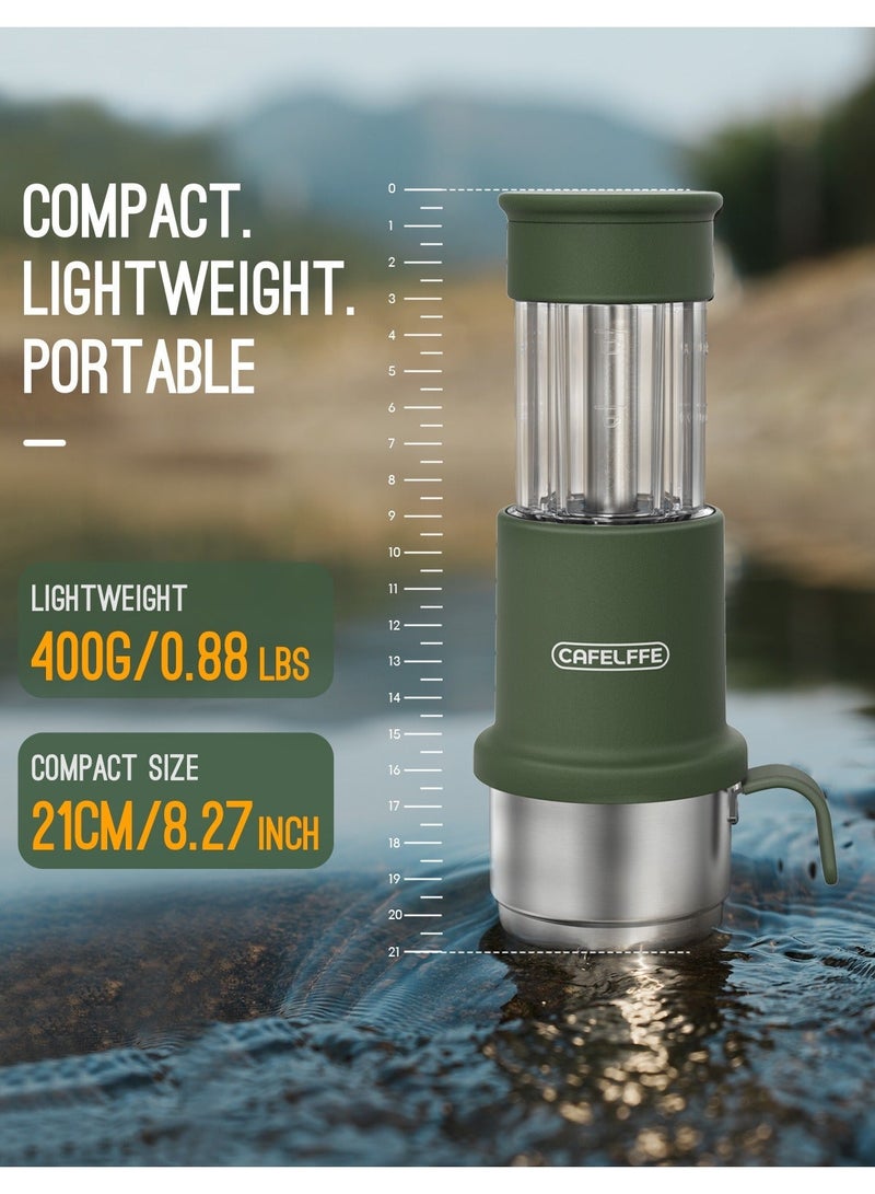 Cafelffe Portable Coffee Machine 2 In 1 Small Travel Manual Capsule Coffee Machine With Stainless Steel Coffee Cup For Nespresso Pod & Ground Coffee Green - Image 4