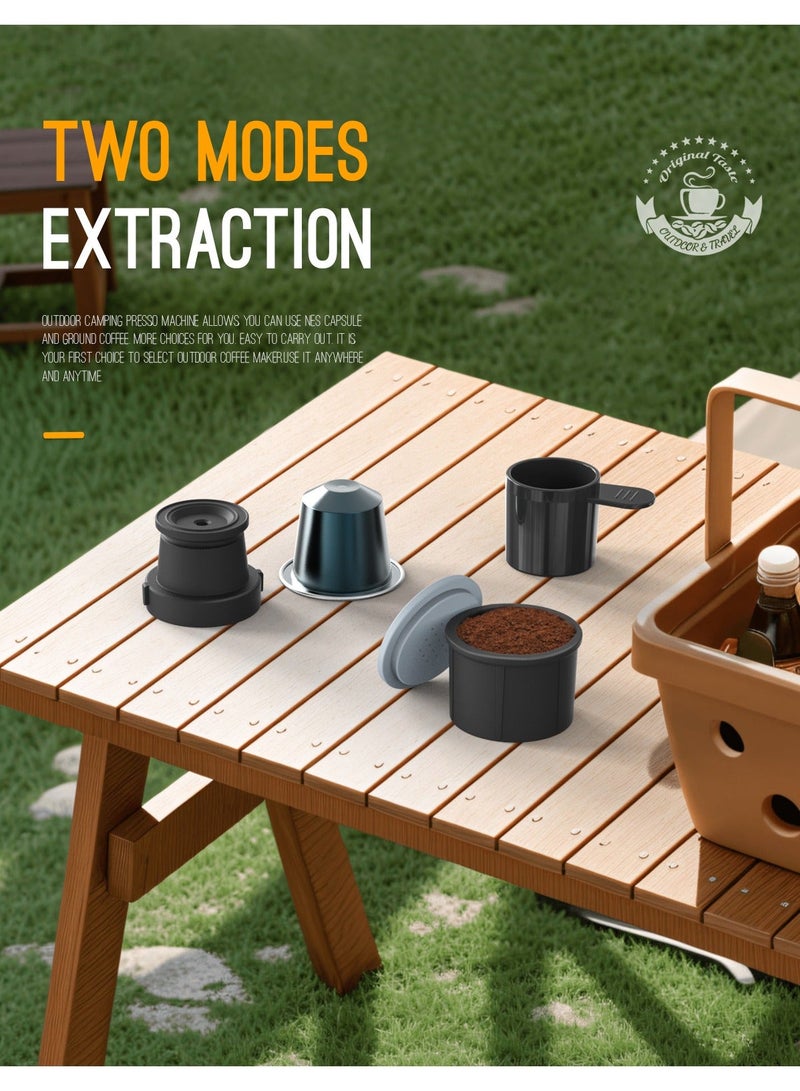 Cafelffe Portable Coffee Machine 2 In 1 Small Travel Manual Capsule Coffee Machine With Stainless Steel Coffee Cup For Nespresso Pod & Ground Coffee Green - Image 2