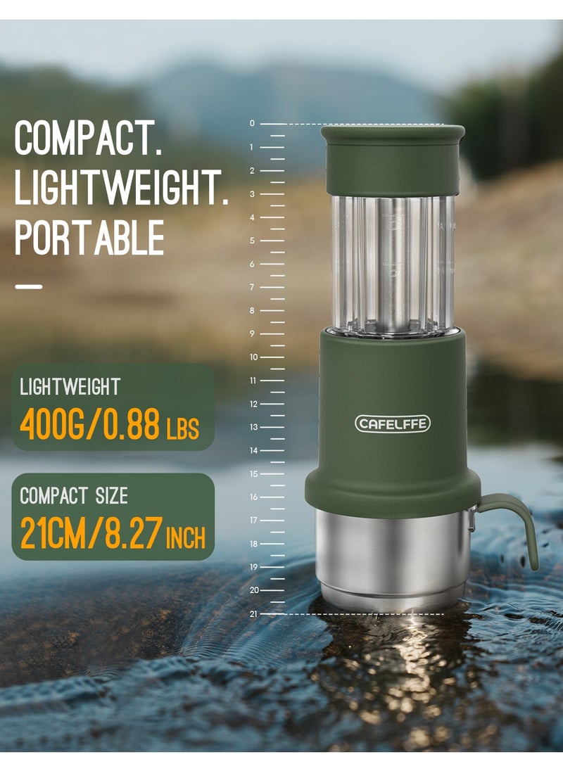 Cafelffe Portable Coffee Machine 2 In 1 Small Travel Manual Capsule Coffee Machine With Stainless Steel Coffee Cup For Nespresso Pod & Ground Coffee Green  - Image 3