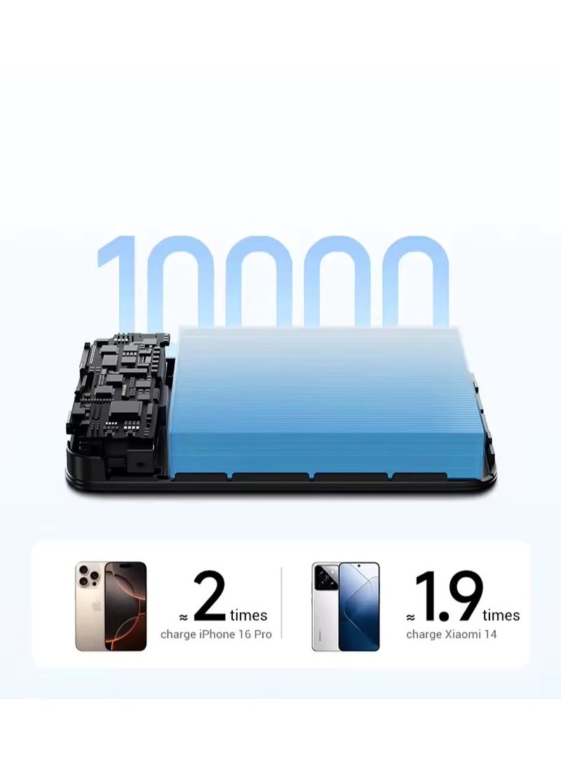Xiaomi 10000 mAh Magnetic Wireless Power Bank Built-in Cable 33W USB-C 7.5W Qi Wireless Charging for iPhone 16 15 Xiaomi 15 14 - Black - Image 2