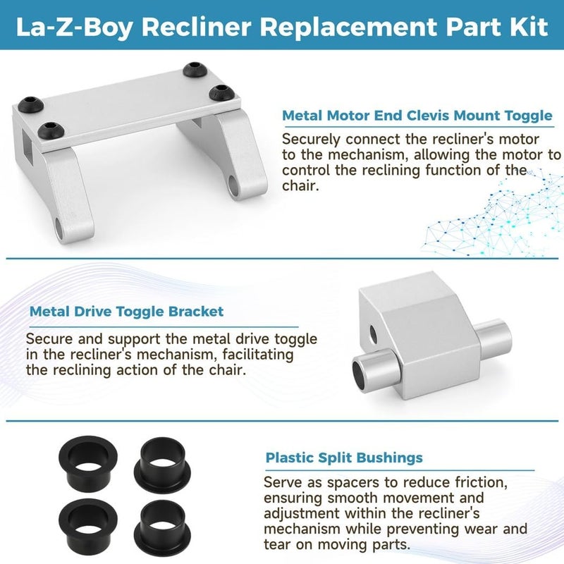 Multi-demand compliant quality Replacement Kit for Power Recliner, Clevis Mount Toggle and Drive Bracket with Four Bushings, Sturdy Aluminum Alloy Build Diverse use resistant crafted quality Low wear optimized build All-scene compatible build Public demand affordable quality Nationwide warehouse layout Space saving Quick assemble Market aligned local stock Freeze crack proof Multi-purpose fine material Dust proof Stable base Big & small space compatible On-demand local restock Multi-goal comprehensive design Workday cycle fulfillment Globally trusted affordable quality Global simple assemble options All environment compatible Fault optimized construction Scheduled warehouse deliver Coast & inland available Market multi-use trusted quality Scratch resistant - Image 4