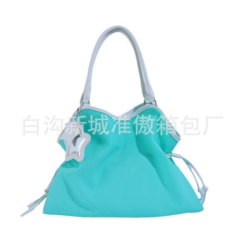 Korean Sweet Jelly PVC Shoulder Tote Bag with Star Mirror, Candy Color