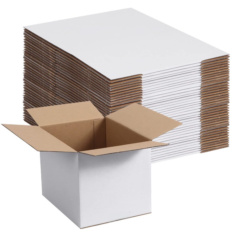 SPEPLA 40 Pack Small Shipping Boxes 8x6x6 Inches, White Corrugated Cardboard Mailing Boxes for Shipping Packing Small Business - Image 1