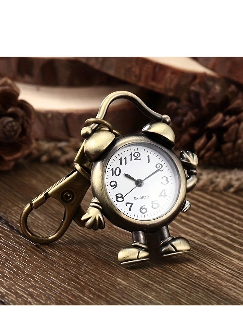 Cute Human Shape Clock Pocket Watch Vintage Bronze Keychain Novelty Quartz Watch Car Keychain Pendant Bag Accessories Creative Gift Nurse Watch  - Image 1