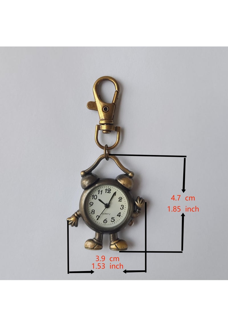 Cute Human Shape Clock Pocket Watch Vintage Bronze Keychain Novelty Quartz Watch Car Keychain Pendant Bag Accessories Creative Gift Nurse Watch  - Image 4