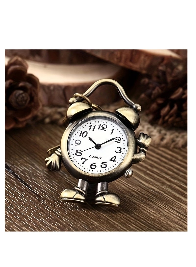 Cute Human Shape Clock Pocket Watch Vintage Bronze Keychain Novelty Quartz Watch Car Keychain Pendant Bag Accessories Creative Gift Nurse Watch  - Image 2