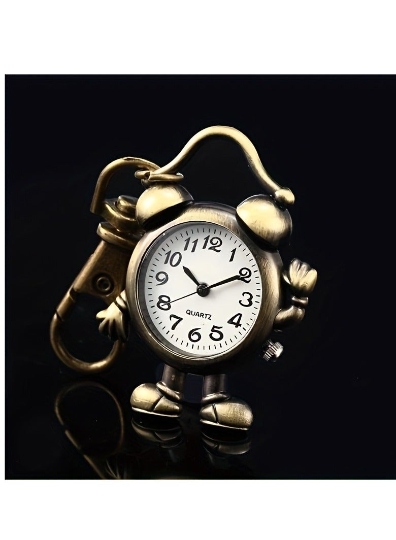 Cute Human Shape Clock Pocket Watch Vintage Bronze Keychain Novelty Quartz Watch Car Keychain Pendant Bag Accessories Creative Gift Nurse Watch  - Image 3
