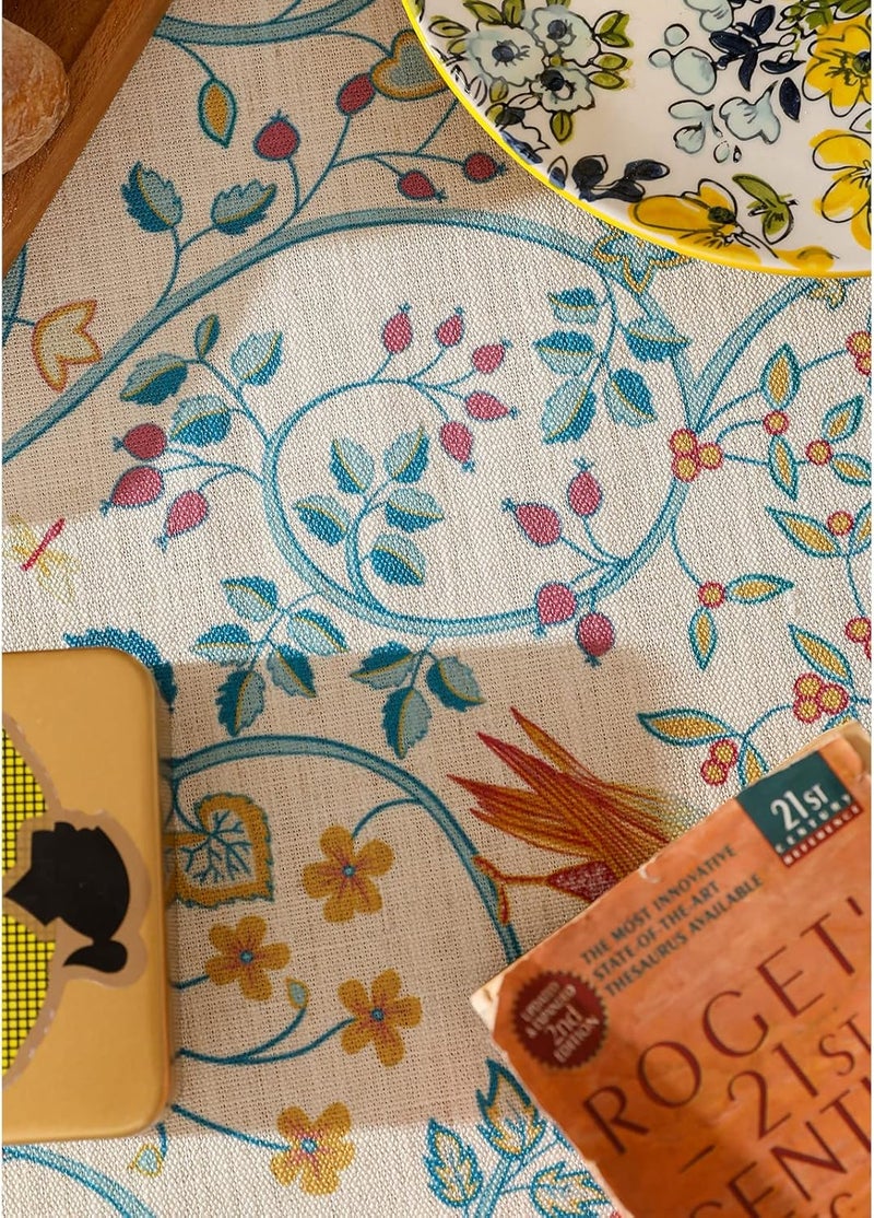 patdrea Designer Yellow French Spring Summer TableclothRustic Linen Floral Birds Table Cloth for Rectangle TablesDecor Table Cover for Kitchen Dining Holiday BanquetChristmas67118 - Image 4